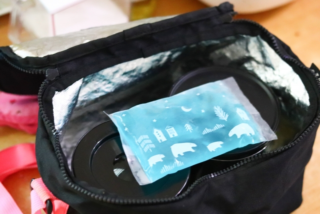 保冷剤を入れたソフトクーラーの内側