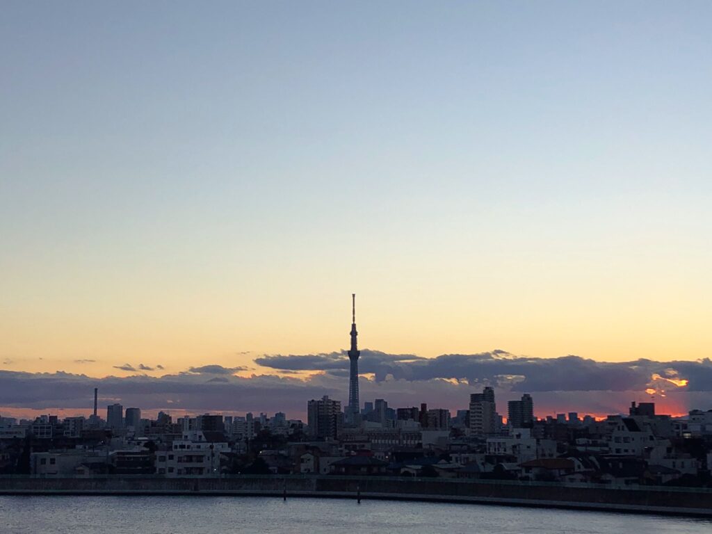 街乗りの途中で見た夕焼け