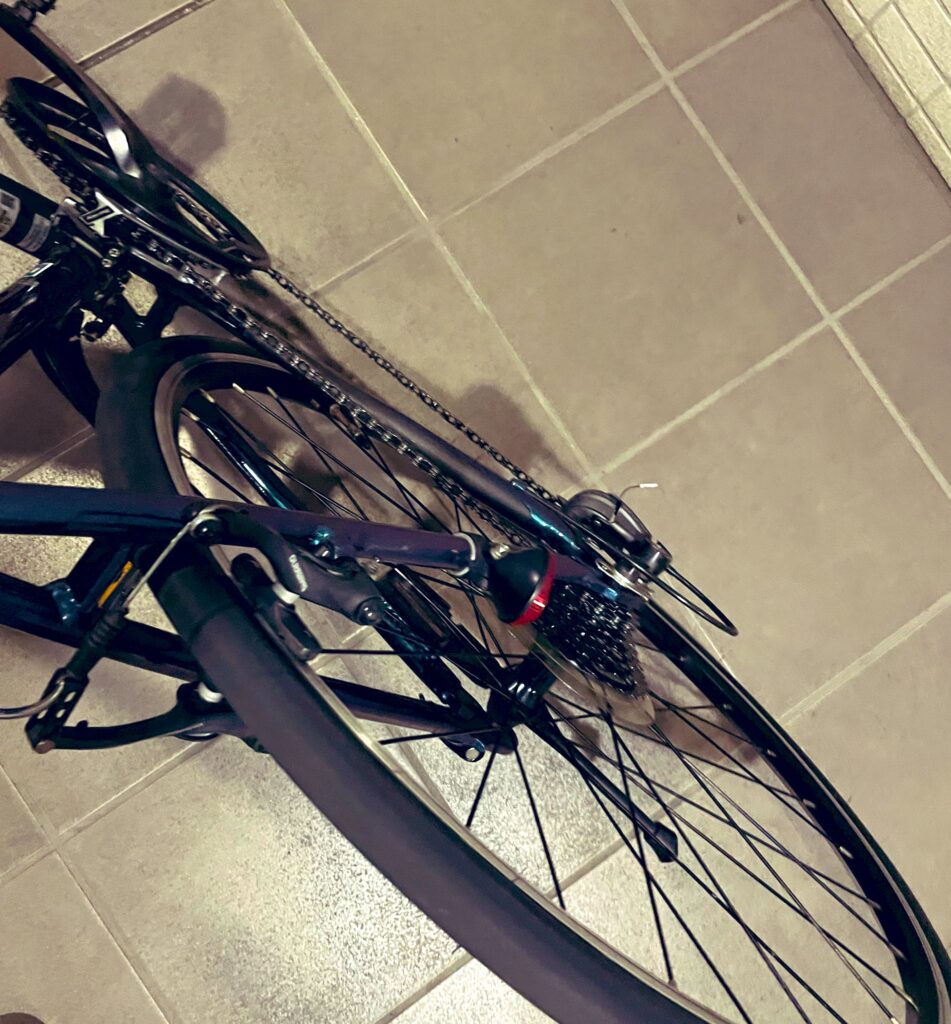 お手入れをしたクロスバイクのチェーンまわり